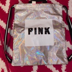 Holographic VS pink drawstring backpack!